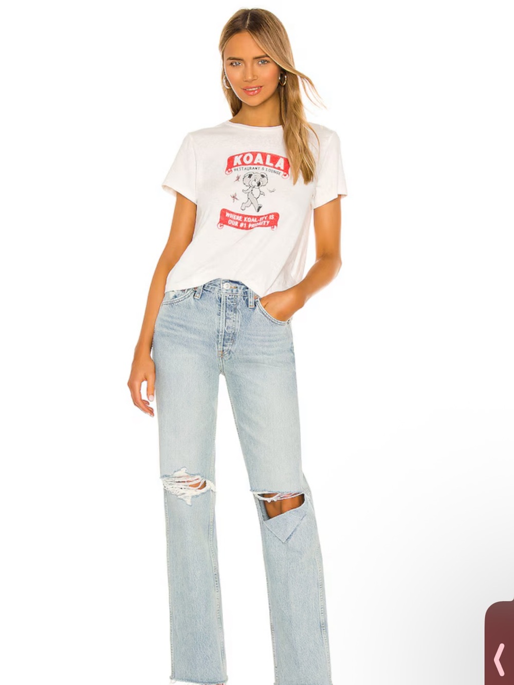 Re/Done Light Blue Distressed Straight-Leg Jeans 90s hight rise loose
